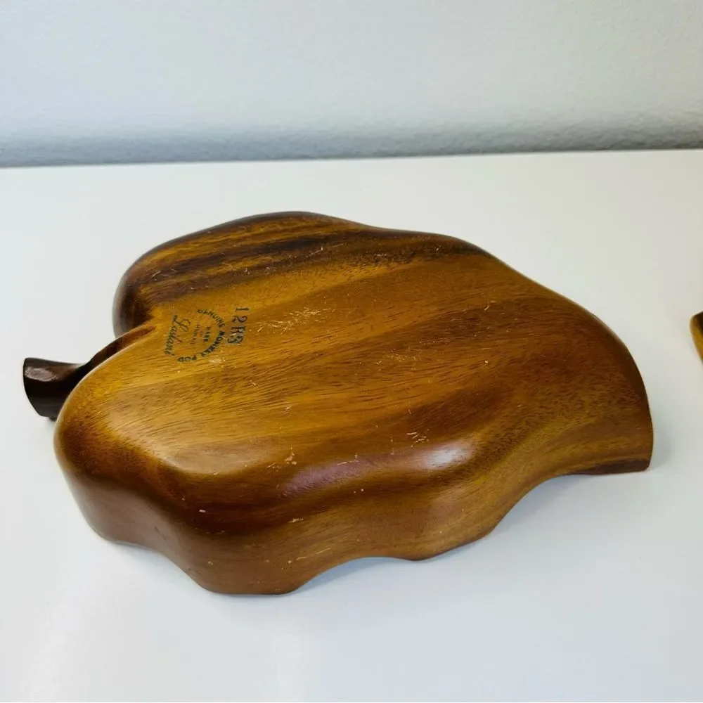 Monkey POD Leaf Bowl With Serving‎ Forks Set Of 3 Made In Hawaii
